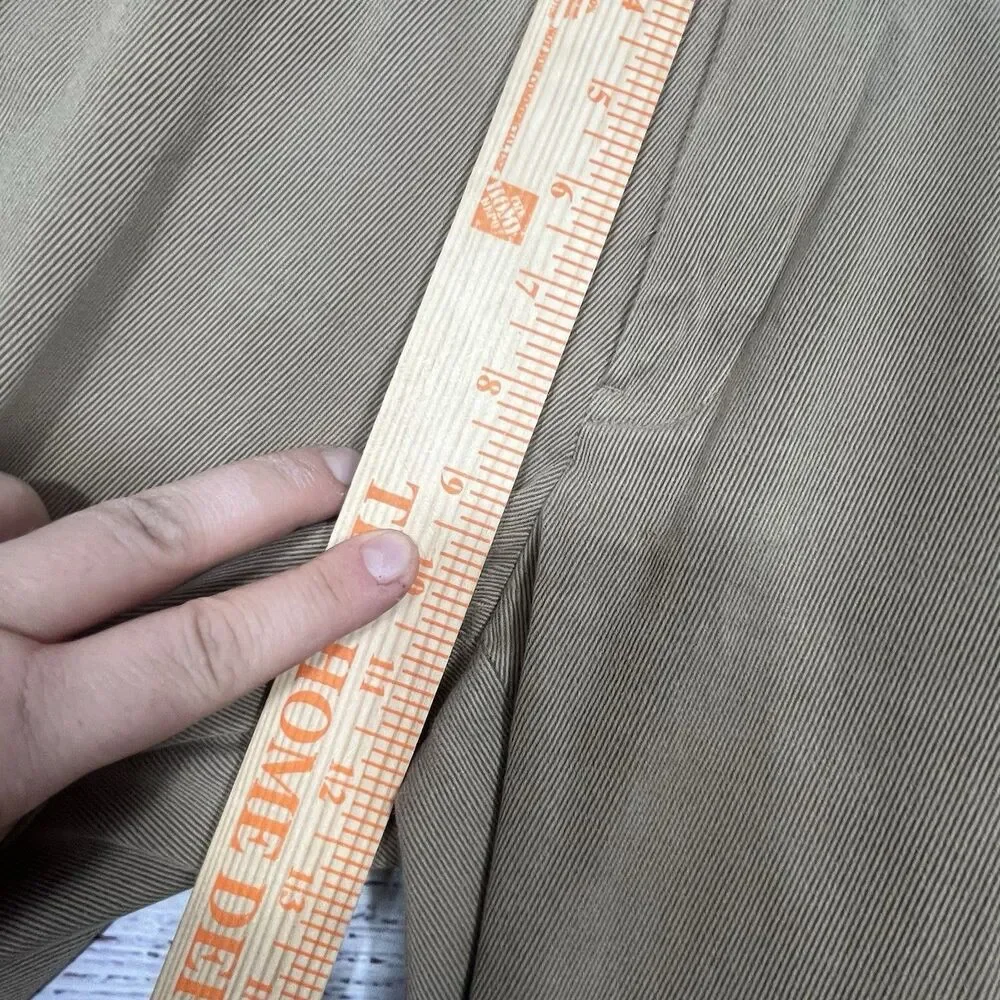 VTG Polo Ralph Lauren 36x32 Beige Twill Leather Trim Pocket Chino Pant Trouser